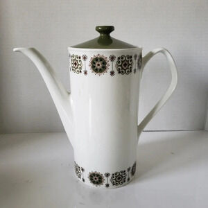 Vintage 1960s  Johnston Brothers Large Green/White Coffee/Tea Pot.